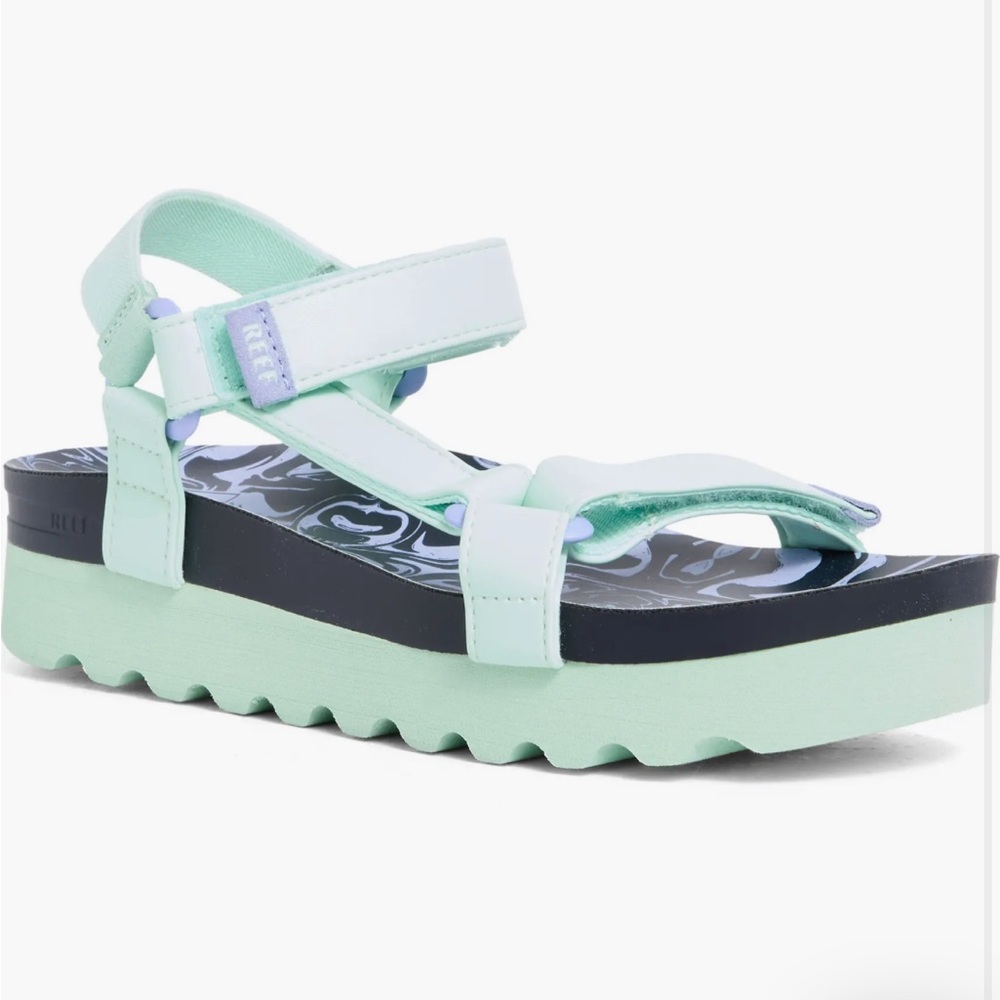 $70 NIB Women’s Sz 8 Reef Rem Hi x Sanctuary Platform Sandals Cosmic Green